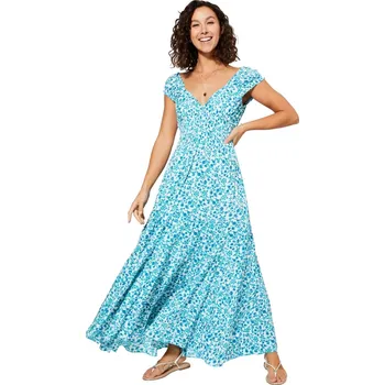 Dámské šaty ETNO Paola letní maxi šaty modré/květované