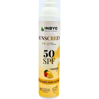 Přípravek na opalování Inbyo Přírodní krém na opalování pro děti a dospělé na tělo a obličej sladké mango SPF50 100 ml