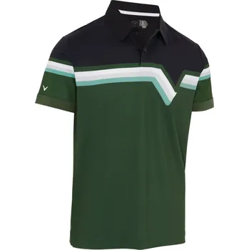 Golf Callaway Racer Chev Block pánské golfové triko, tmavě zelené/černé
