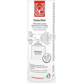 Potravinářské barvivo Semiš ve spreji, azo-free, sametový efekt, bílé 250 ml | MODECOR, 23635