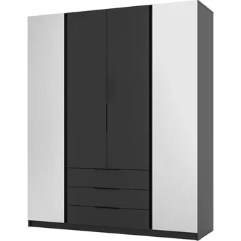 Šatní skříň LEMPERT Šatní skříň KAJA 2 se zrcadlem 2F 3S Barva: černá / černá