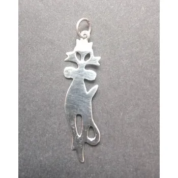 Přívěsek Silueta kočky s mašlí - varianta 2 - stříbrný přívěsek