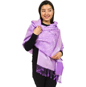 Šátek Himalife Šátek pašmína Nepal - fialová s bílou