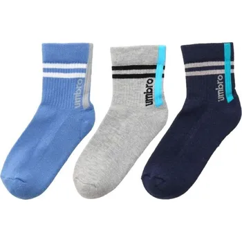 Pánské ponožky Dětské ponožky Umbro STRIPED SPORTS SOCKS JNR - 3 PACK 24/27 Tmavě modrá, Světle modrá, Šedá