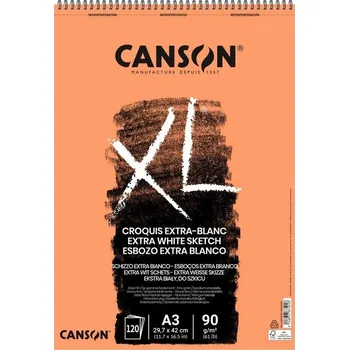 Skicář CANSON XL Croquis Extra Blanc A3, 120 listů 90g