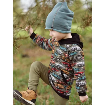 Chlapecká mikina zelená maximikina s potiskem aut