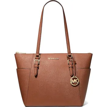 Michael Kors Charlotte Large Saffiano Leather Top-Zip Tote Bag Luggage