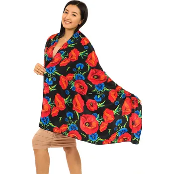 Šátek Himalife Maxi šátek Vlčí mák - černá s červenou