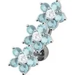 Stříbrný piercing do pupíku se štítem - kytičky (tyrkysová)