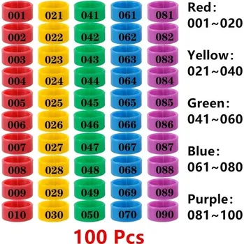 Barevné kroužky na nohy drůbeže sada 100 kusů - BÍLÝ,Vnitřní průměr 1,6 cm