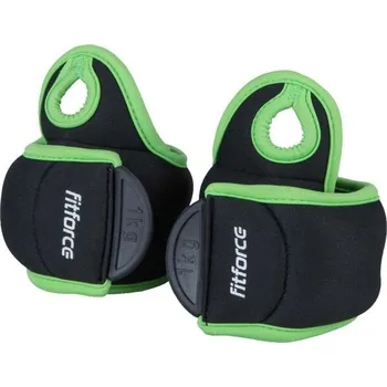 Zátěž na ruce Fitforce WRIST WEIGHT 2 x 1 KG OS Černá, Zelená