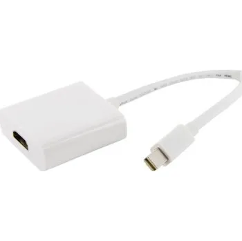 Video kabel 4WORLD redukce mini DP M - HDMI F bílá