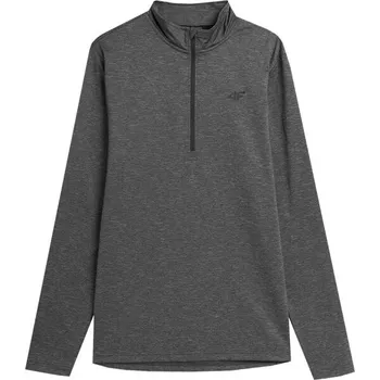 Pánská mikina Pánská mikina 4F BRUSHED UNDERWEAR 1/2 ZIP L Tmavě šedá, Černá