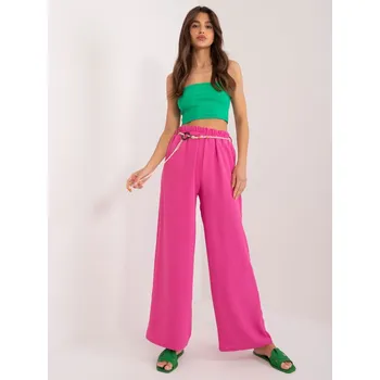 Dámské kalhoty Letní široké kalhoty s páskem Italy Fashion růžové EU velikost: Univerzální