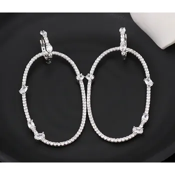 Náušnice B-TOP Náušnice se zirkony Dvojité kruhy - bílé pozlacení