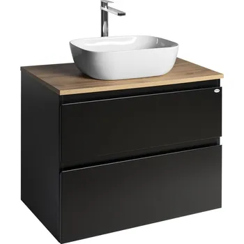 Koupelnový nábytek Aqualine ALTAIR skříňka s deskou 78;5 cm; černá mat/dub emporio