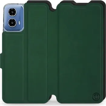 Pouzdro na mobilní telefon Flipové pouzdro Mobiwear Semiš - Motorola Moto G34 5G - Zelené & Černé (Knížkové semišové flip pouzdro, obal, kryt na mobil Motorola Moto G34 5G - Zelené & Černé, materiál semiš + TPU, ochrana 360°, stojánek, silikonová vanička, magnetické zavírání)