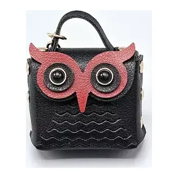 Kabelka Sovička z eko kůže jako přívěsek na klíče černá