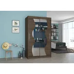 Skříň s posuvnými dveřmi a zrcadlem 120 cm - Renzo Barva: Choco