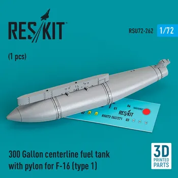 Plastikový model 1/72 300 Gal.centerl.fuel tank w/ pyl. F-16 type 1