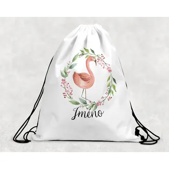 Dětský batoh Domovi Taška na přezůvky se jménem Plameňák 30 x 39,5 cm