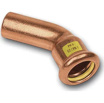 Ventilační potrubí Sanha Press Gas 10040 oblouk lisovací Cu plyn 45° 15 mm MF 11004015