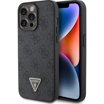 Pouzdro na mobilní telefon Guess PU 4G Strass Triangle Metal Logo Zadní Kryt pro iPhone 15 Pro Max Black