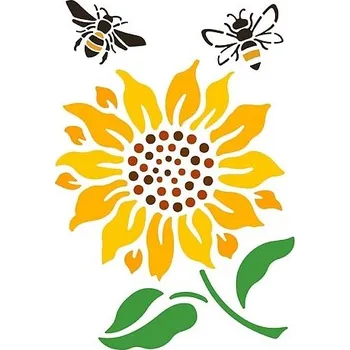 Šablona, vzor SLUNEČNICE A VČELY 1, 29,7X21 cm, 1 kus