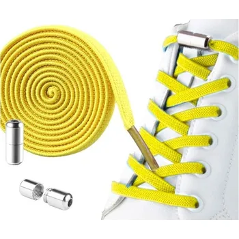 Tkaničky do bot Flamenco Mystique Elastické Tkaničky do Bot Bez Vázání s Kovovou Sponou, Žluté, 100 cm