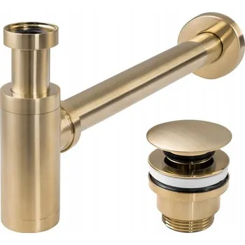 Sifon Rea univerzální sifon umyvadlový-půlsifon + univerzální výpust umyvadlová, zlatá matná, REA-A8586