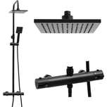 Erga Flova, sprchová souprava s termostatickou baterií a dešťovou hlavicí 20x20cm, černá matná, ERG-YKA-BP.FLOVA THERM 20 BLK