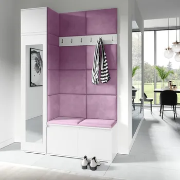 Předsíňová stěna Předsíňová stěna Emi 22 - bílá Barva čalounění: Fialová - Trinity 11