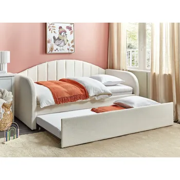 Postel Buklé postel rozkládací 90 x 200 cm světle béžová čalouněná dětský pokoj moderní nábytek Beliani