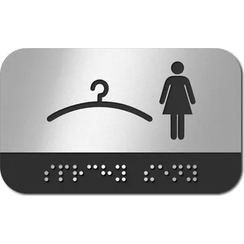 Samolepící etiketa CEDULKA NA DVEŘE PRO NEVIDOMÉ (Braillovo písmo) - ŠATNY ženy - 100x60