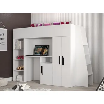 Dětská postel Multifunkční patrová postel pro 1 – Party 15 Barevné provedení: bílá, úchyty: černé