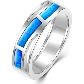 Prsten NUBIS® Stříbrný prsten s modrým opálem - velikost 50 - NB-5103-OP05-50