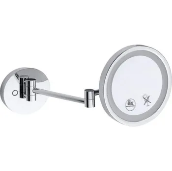 Bemeta kosmetické zrcátko průměr 200 mm, na rameni, s LED osvětlením, 5x zvětšující, chrom lesk (112101149)