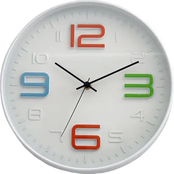 Hodiny M.A.T. GROUP hodiny nástěnné pr.30cm,3D ciferník,PH,sklo,kov BÍ/barevná čísla
