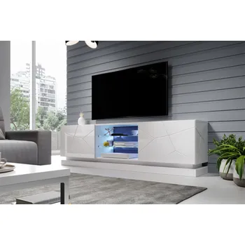 Televizní stolek Cama TV skříňka QIU 200 MDF bílý lesk/bílý lesk