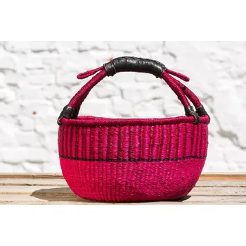 Nákupní košík Hammershus Fairtrade Kulatý bolga košík premium z Ghany, různé barvy, 28 cm Barva koše: Růžová