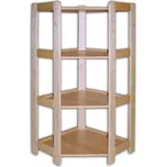 Rohový dřevěný regál 4 police, 1275 x 600 x 335 mm