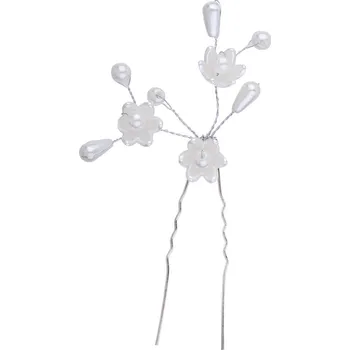 Ozdoba do vlasů Biju - Ozdoba do vlasů s květinou a perličkami 8000935 - bílá