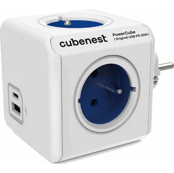 vypínač a zásuvka Cubenest PowerCube Original USB A+C PD 20 W modrá