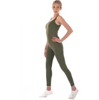 Dámský overall Dendy Legínový overal dlouhý bez rukávu Olive Velikost: M