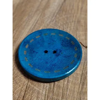 Knoflík Dřevěný dekorační knoflík průměr 45 mm tyrkys