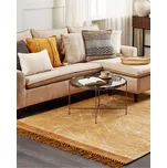 Koberec viskóza oranžový s bavlněným podkladem třásně 140 x 200 cm moderní glamour Beliani