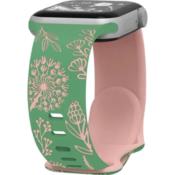 Příslušenství k chytrým hodinkám Řemínek gravírované pampelišky pro Apple Watch 38/40/41/42(S10)mm Barva: Zeleno-růžová