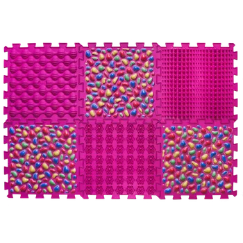 Masážní přístroj Masážní ortopedická podložka Ortek Puzzle - 6 dílů růžová oblázky