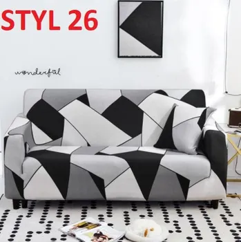 Napínací potah Elastický strečový potah na pohovku či křeslo (SKLAD) Varianta: Styl 26, Rozměry (cm): 1místná pohovka/křeslo 90 - 140 cm