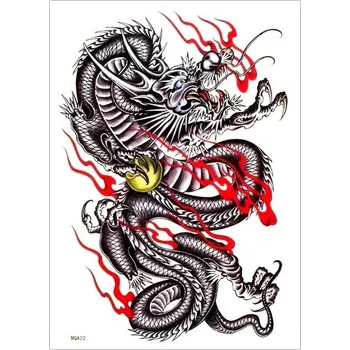 Odstranitelné tetování Tetování veliké na celá záda, smývatelné, design ohnivý drak, dragon